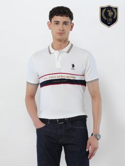 U.S. POLO ASSN. - Men White Embroidered Polo T-Shirt