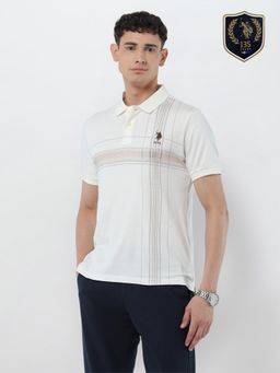 U.S. POLO ASSN. - Men White Stripes Polo T-Shirt