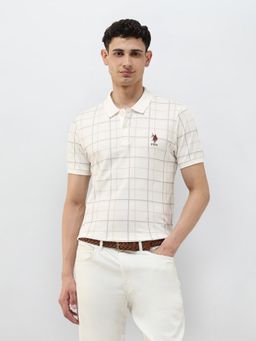 U.S. POLO ASSN. - Men White Checks Polo T-Shirt