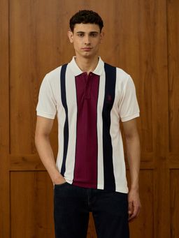 U.S. POLO ASSN. - Men White Colorblock Polo T-Shirt