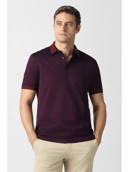 Van Heusen - Men Purple Textured Polo T-Shirt