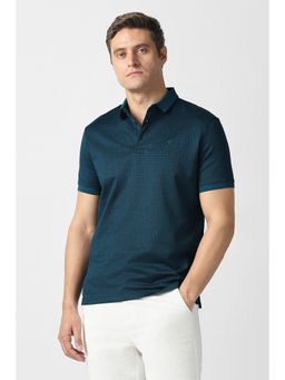 Van Heusen - Men Blue Printed Polo T-Shirt