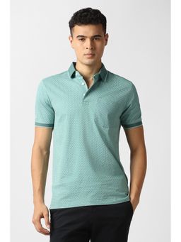 Van Heusen - Men Aqua Printed Polo T-Shirt