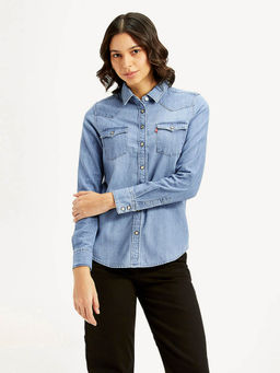 Levi's - Womens Solid Regular Fit Denim Casual Shirt
