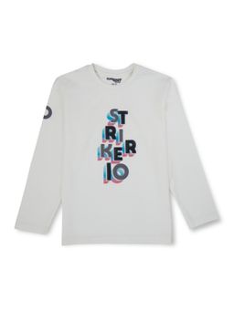 Gini & Jony - Boys White Printed Cotton Full Sleeves T-Shirt