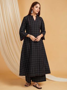 LOVE CHIC - Black Cotton A-Line Kurta and Palazzo (Set of 2)