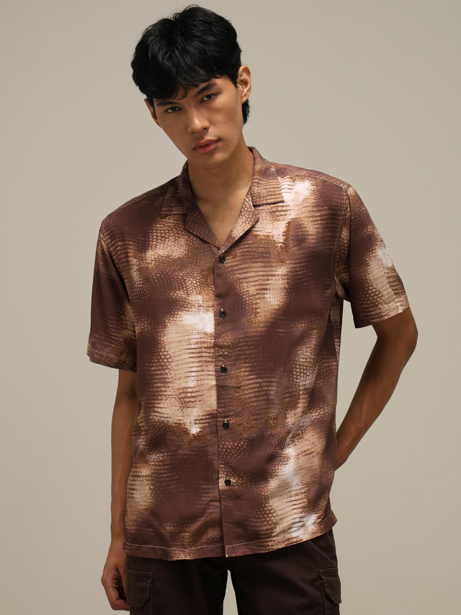Rich Brown Abstract Men Shirt