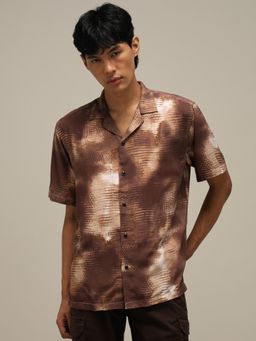 Mufti - Rich Brown Abstract Men Shirt