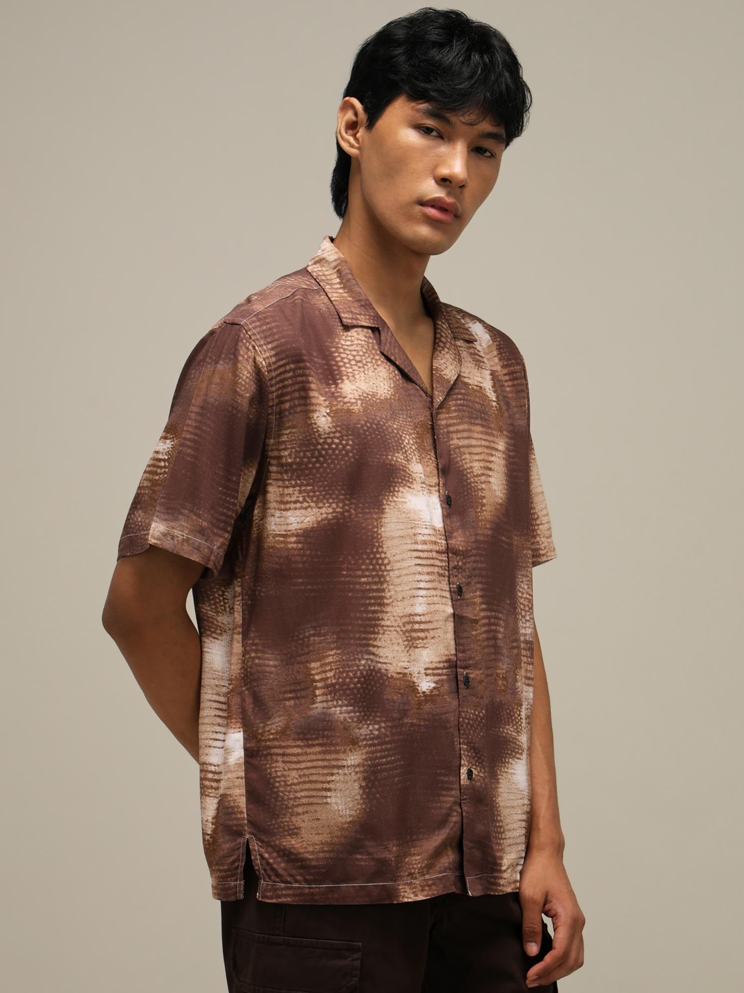 Rich Brown Abstract Men Shirt