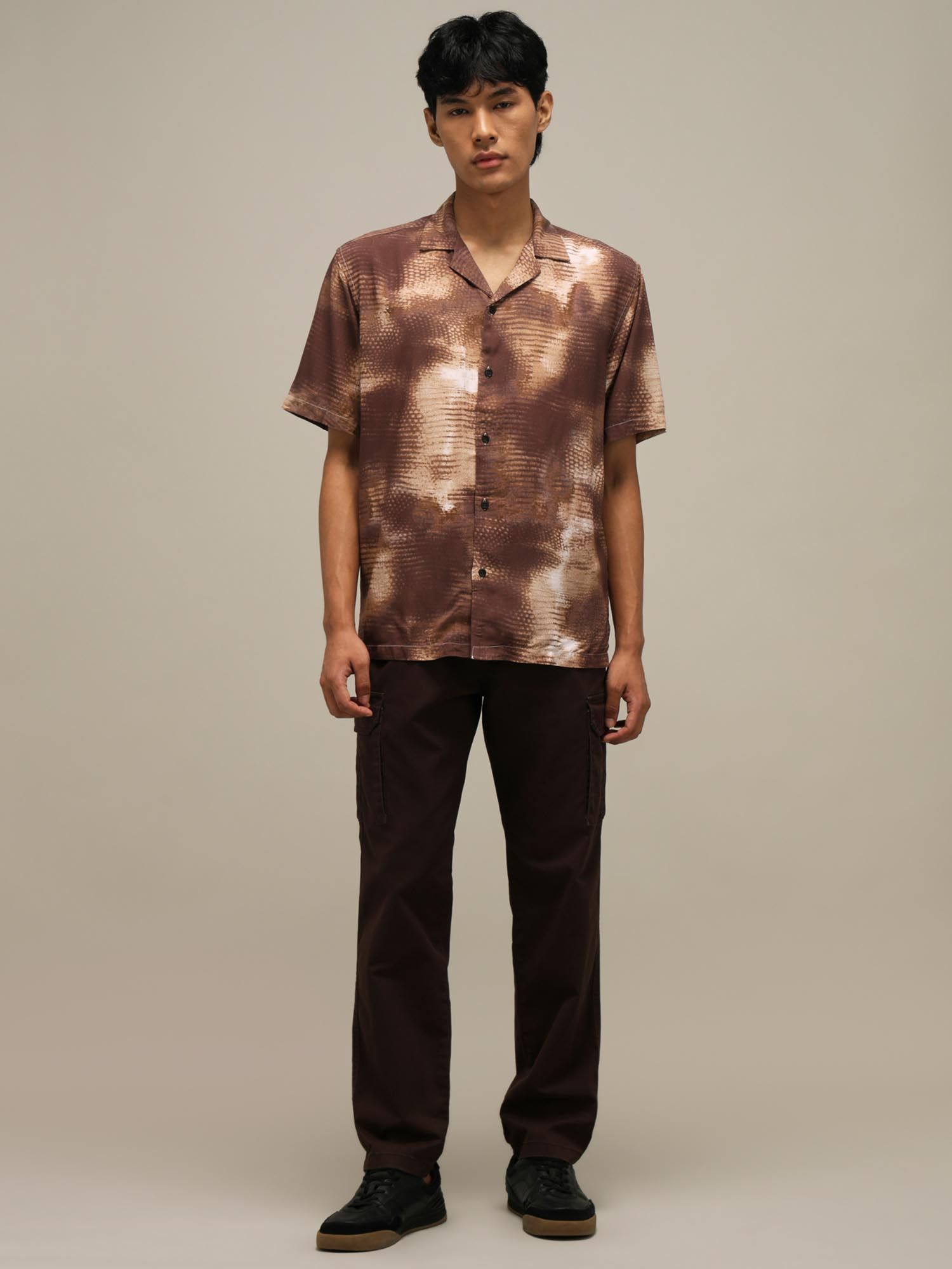 Rich Brown Abstract Men Shirt