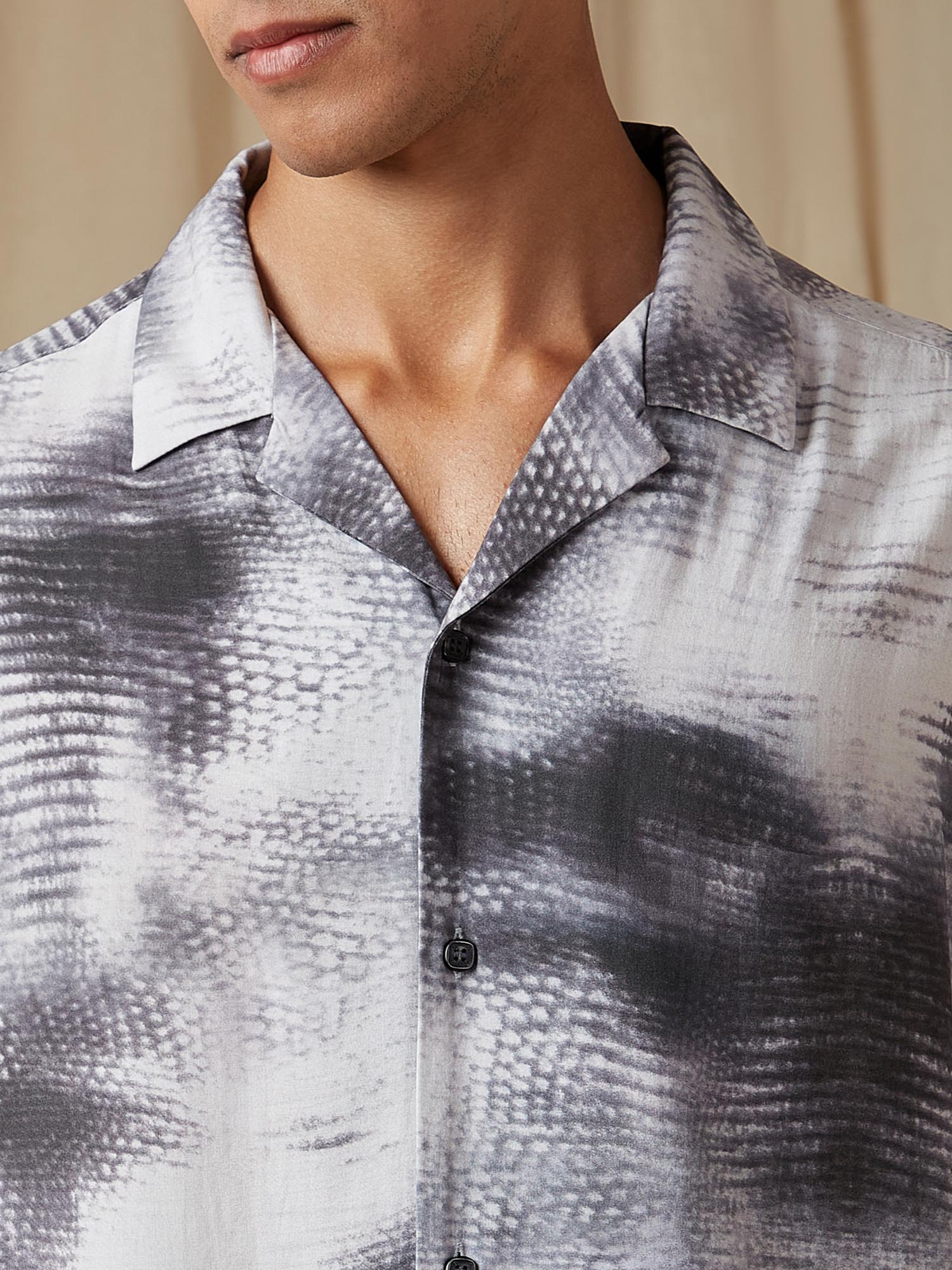 Muted Charcoal Grey Abstract Men Shirt