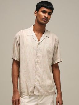 Mufti - Light Beige Abstract Men Shirt