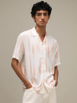 Mufti - Rich Eggshell White Abstract Men Shirt