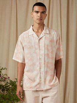 Mufti - Muted Peach Tie and Dye Men Shirt