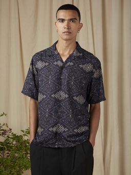 Mufti - Dusty Charcoal Geometric Men Shirt