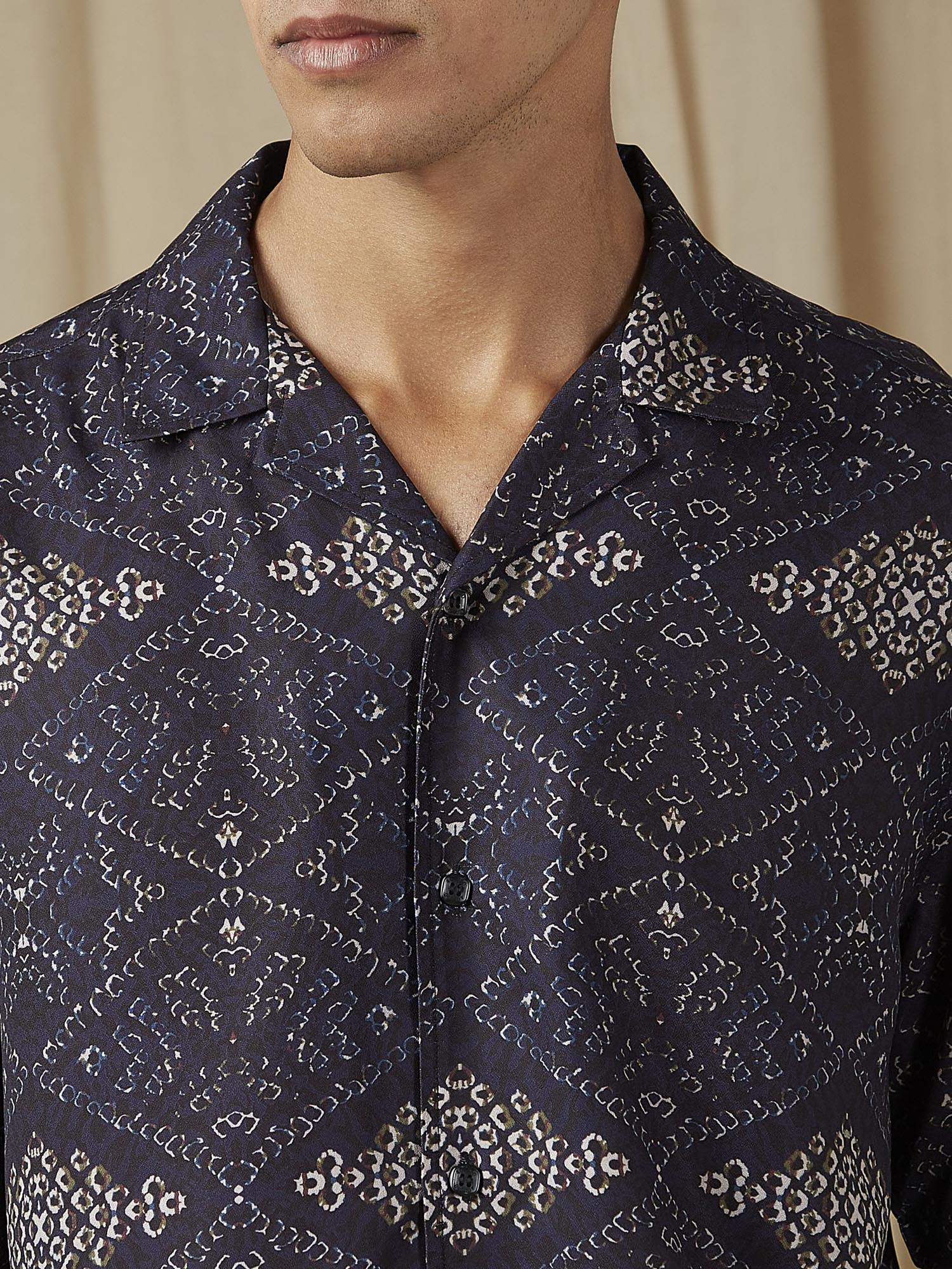 Dusty Charcoal Geometric Men Shirt