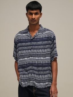 Mufti - Dark Navy Blue Printed Men Shirt