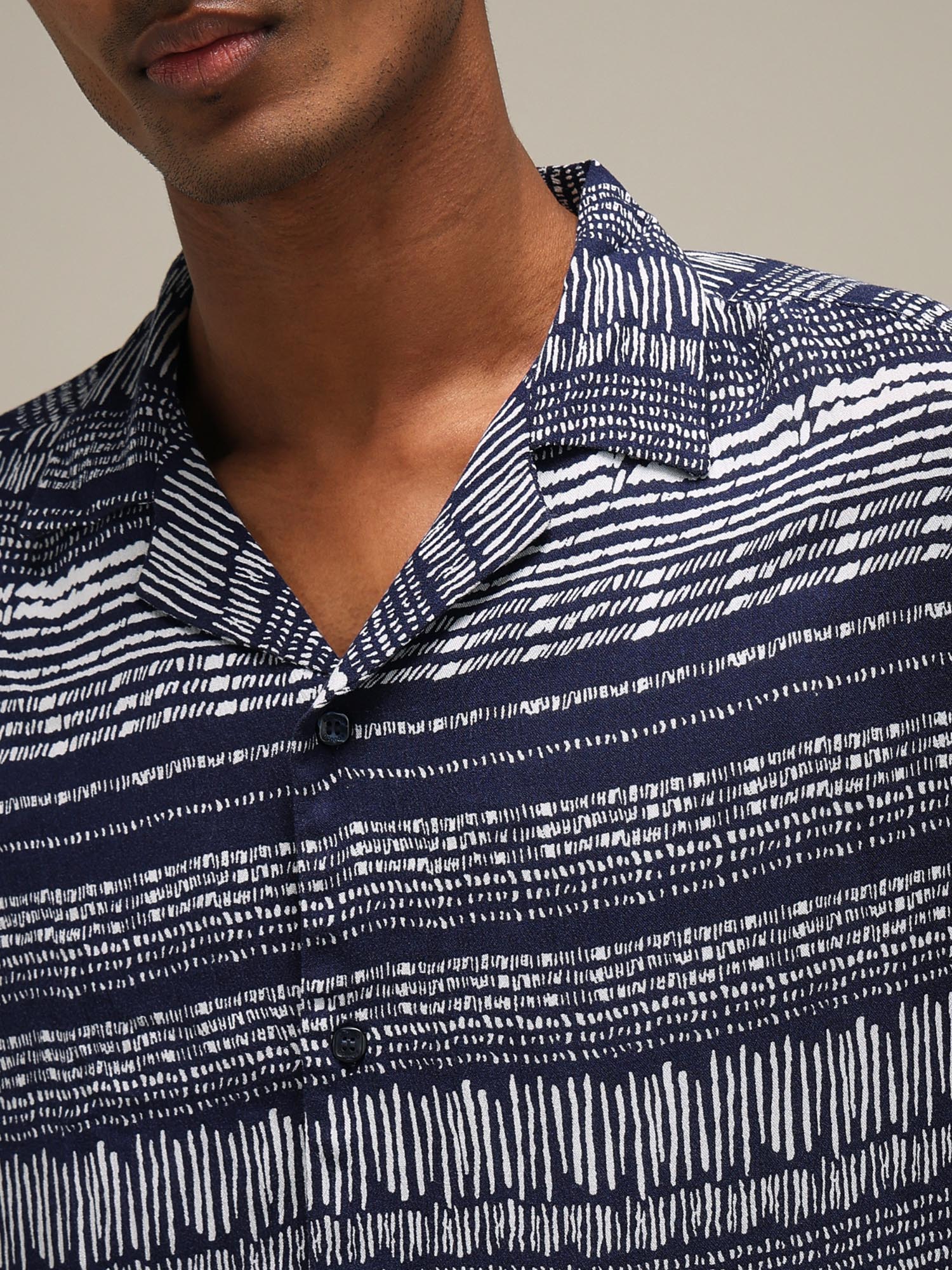 Dark Navy Blue Printed Men Shirt