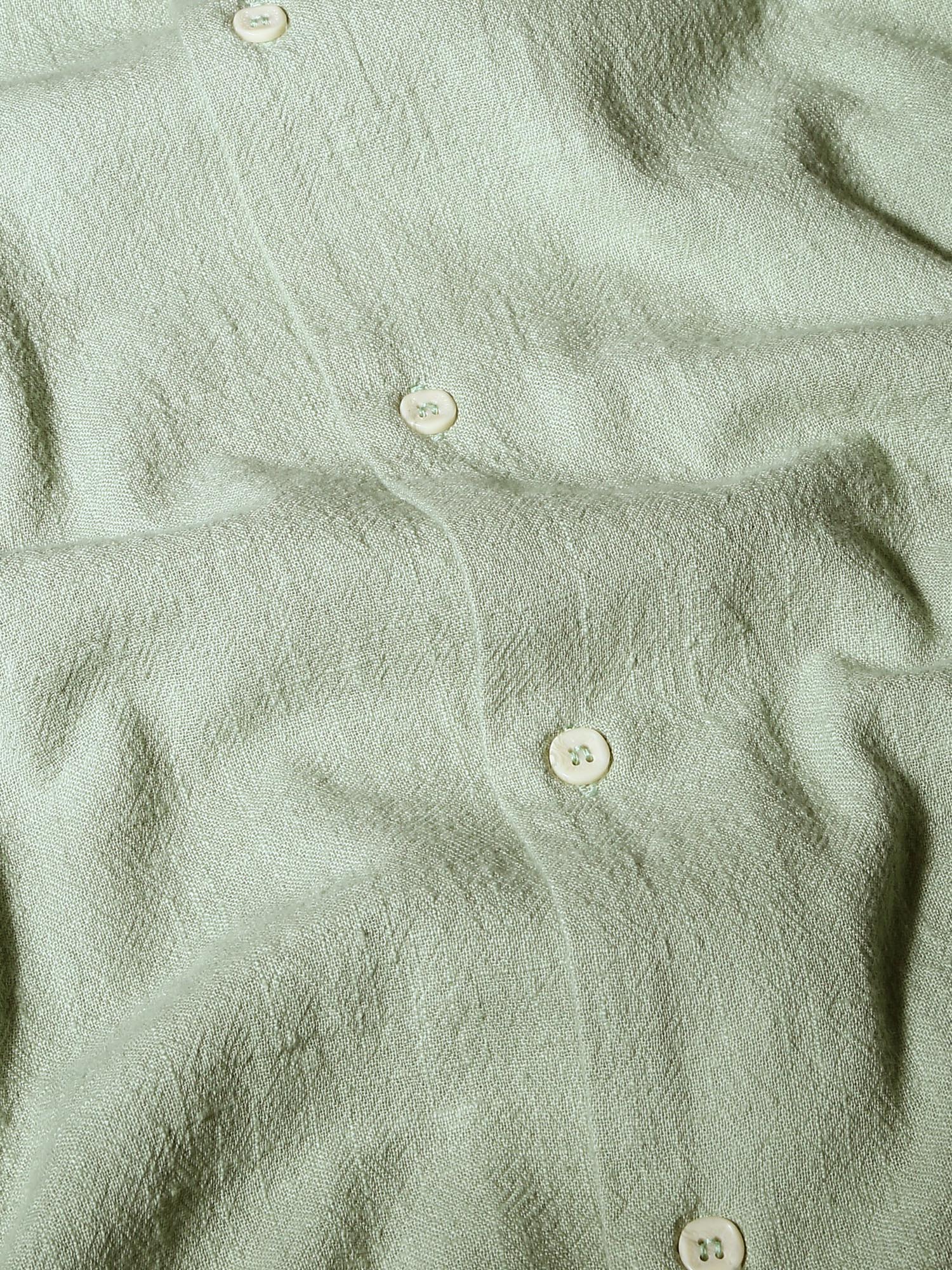 Muted Sage Green Textured Men Shirt