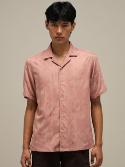 Mufti - Muted Dusty Pink Self Design Men Shirt