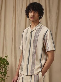 Mufti - Light Beige Stripes Men Shirt