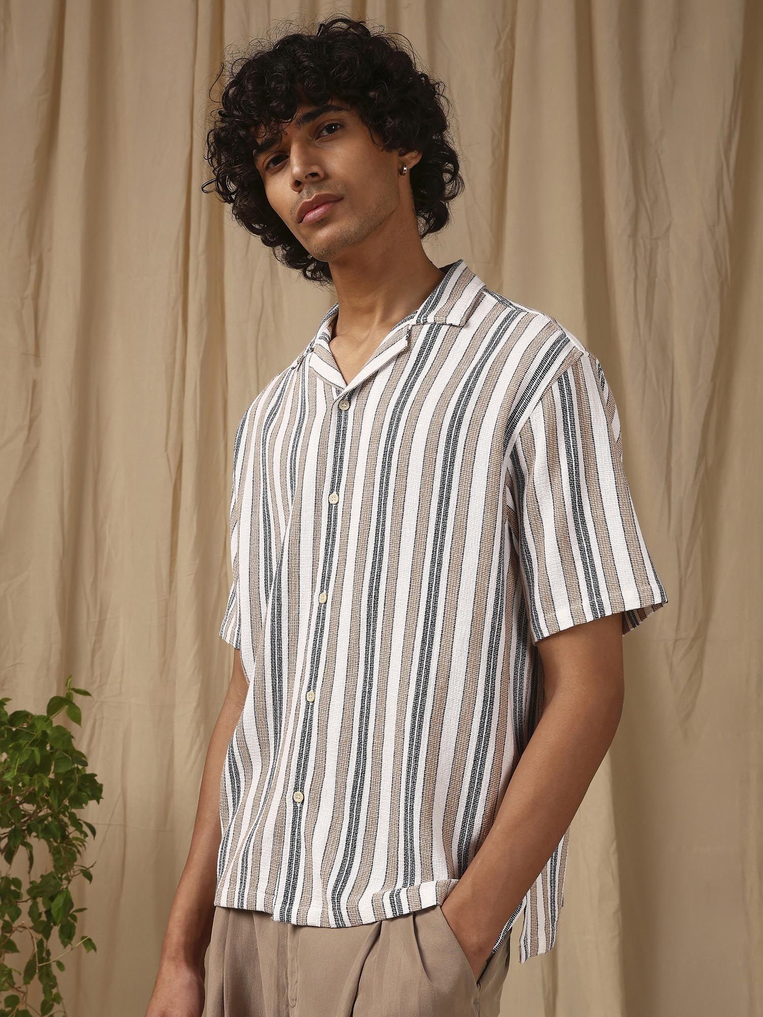 Muted Brown Stripes Men Shirt