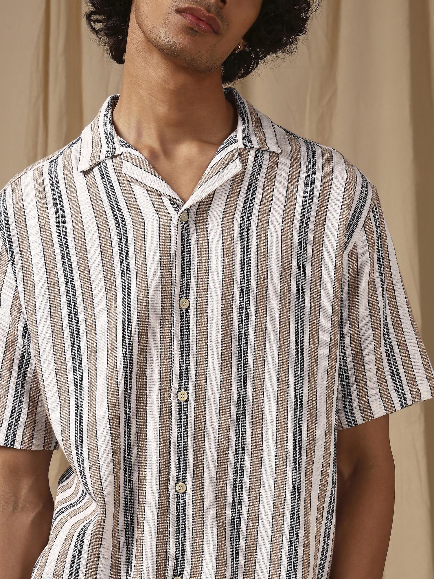 Muted Brown Stripes Men Shirt