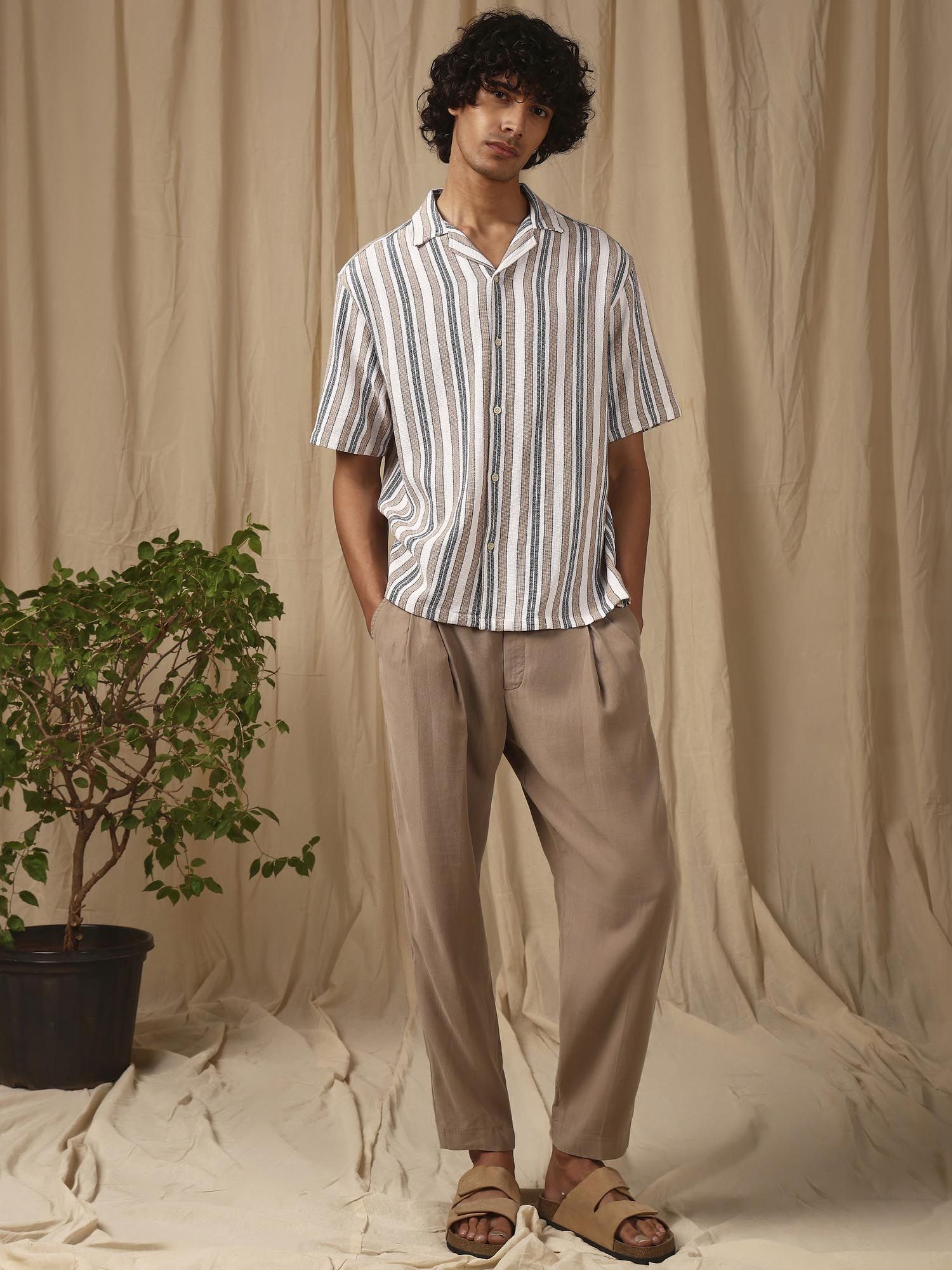 Muted Brown Stripes Men Shirt