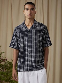 Mufti - Deep Midnight Navy Blue Checks Men Shirt