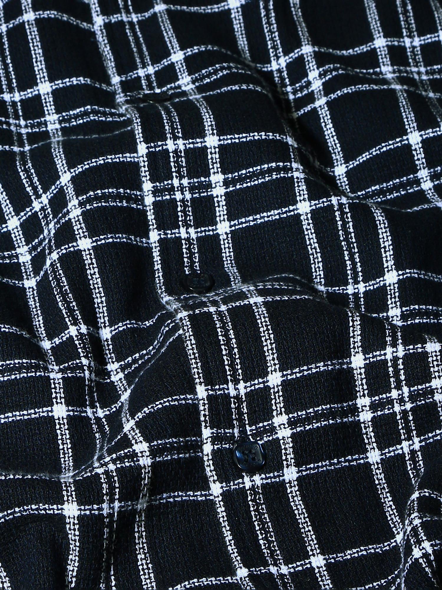 Deep Midnight Navy Blue Checks Men Shirt