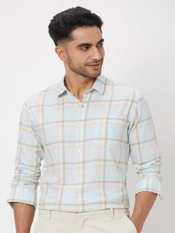 Mufti - Light Sky Blue Checks Men Shirt