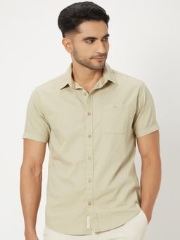 Mufti - Light Khaki Solid Men Shirt