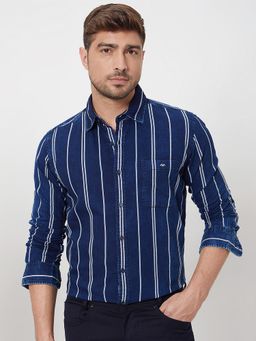 Mufti - Indigo Blue Stripes Men Shirt