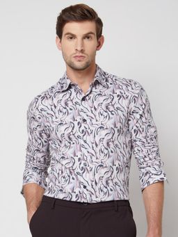 Mufti - Pale Pastel Pink Abstract Men Shirt