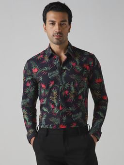Mufti - Deep Midnight Navy Blue Floral Men Shirt