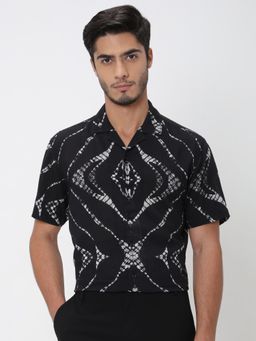 Mufti - Jet Black Abstract Men Shirt