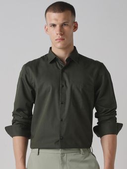 Mufti - Deep Forest Green Solid Men Shirt