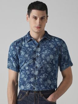 Mufti - Indigo Blue Floral Men Shirt
