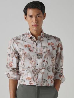 Mufti - Light Grey Floral Men Shirt