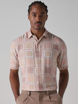 Mufti - Muted Peach Geometric Men Shirt
