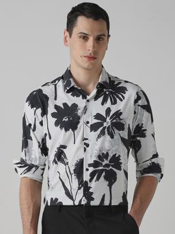 Mufti - Black and White Floral Men Shirt