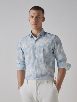 Mufti - Iced Light Blue Abstract Men Shirt