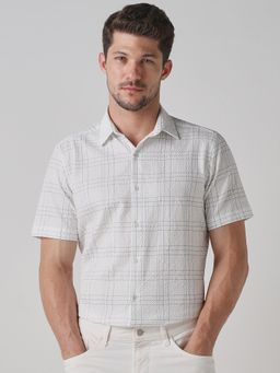 Mufti - Off White Checks Men Shirt