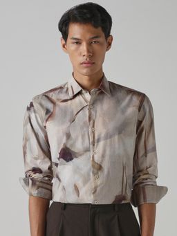 Mufti - Muted Taupe Abstract Men Shirt