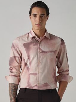 Mufti - Soft Pastel Pink Abstract Men Shirt