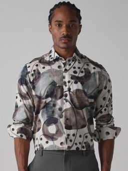 Mufti - Muted Grey Abstract Men Shirt