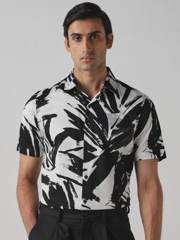 Mufti - Black and White Abstract Men Shirt
