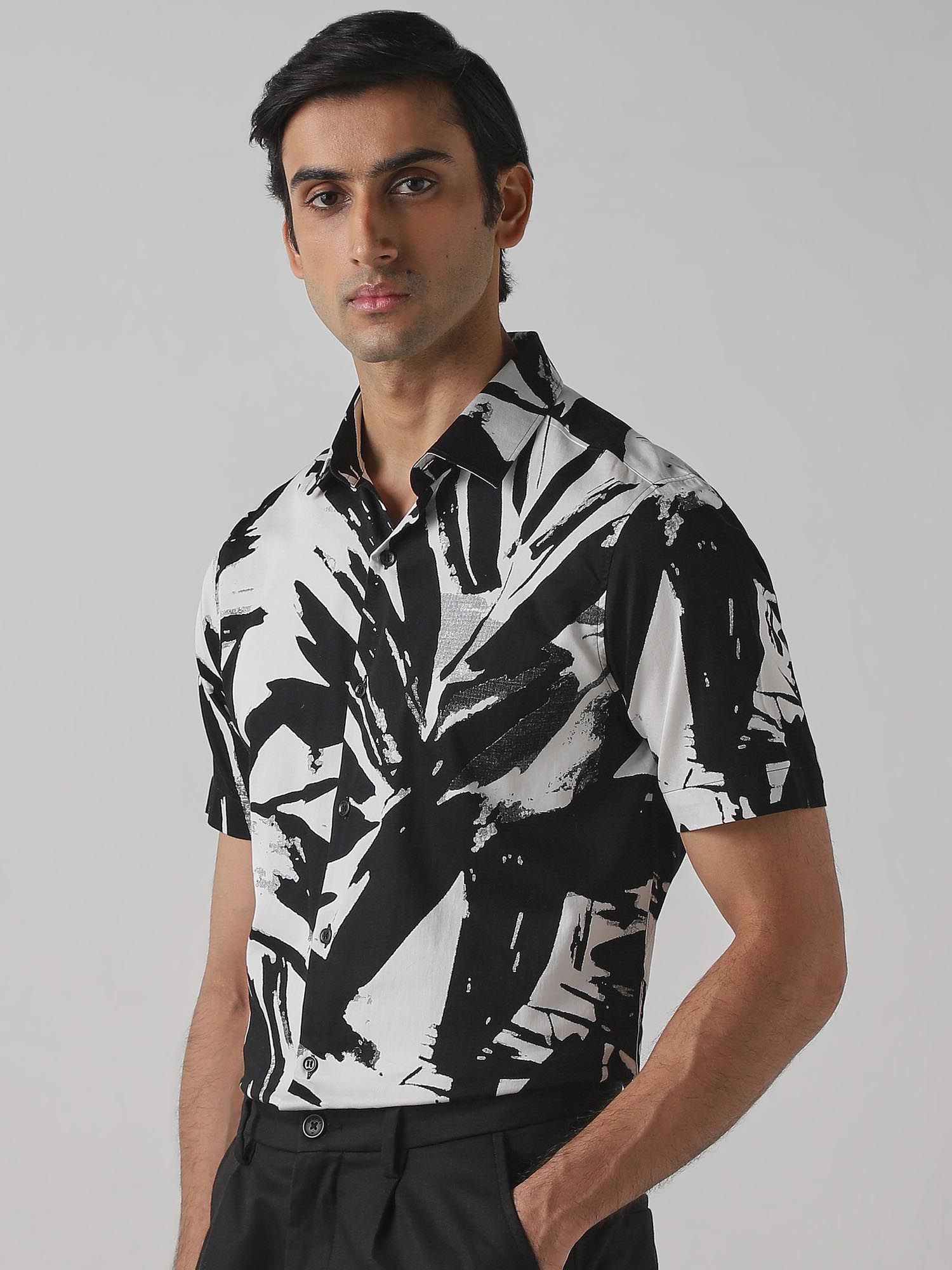Black and White Abstract Men Shirt
