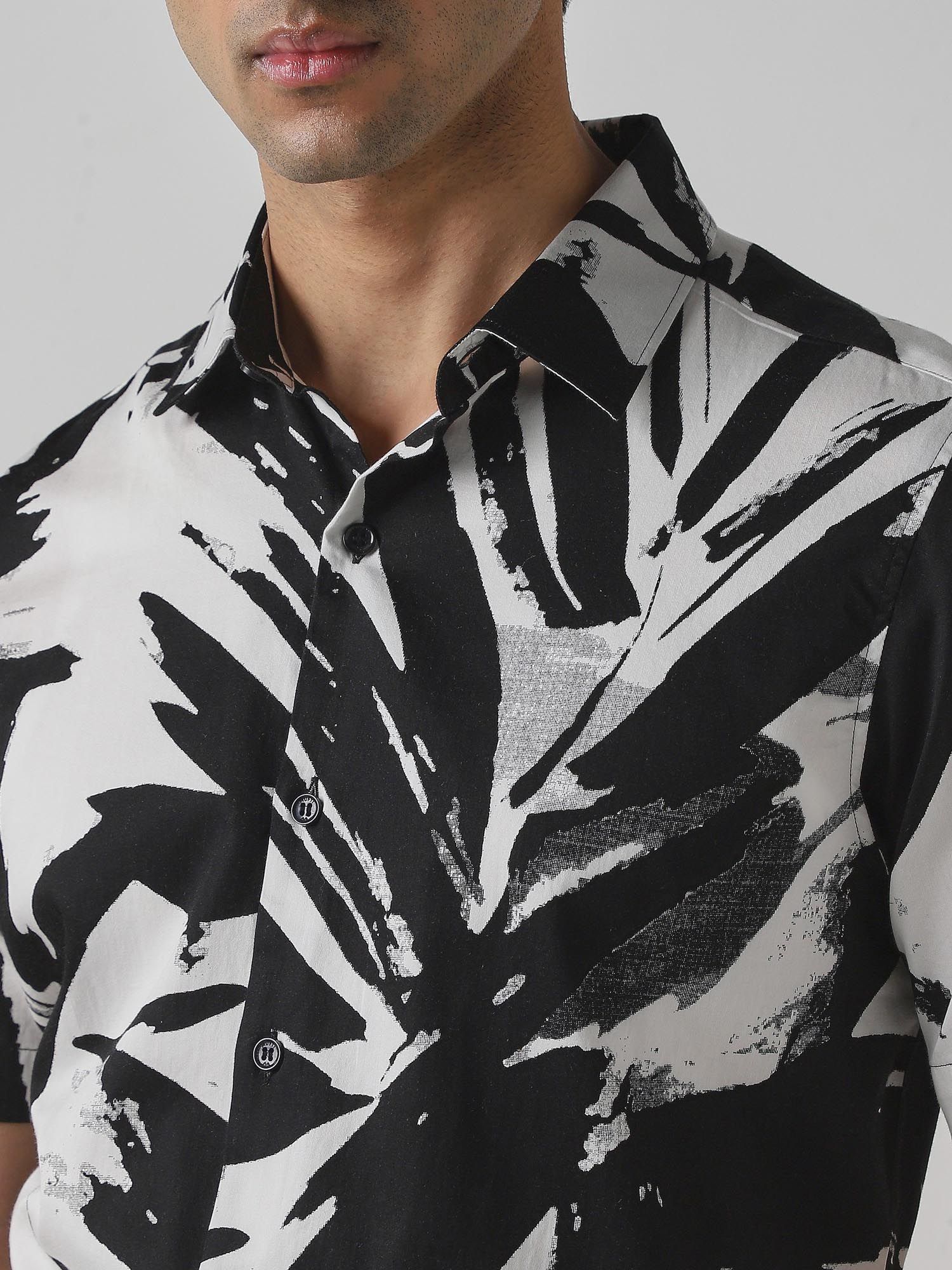 Black and White Abstract Men Shirt
