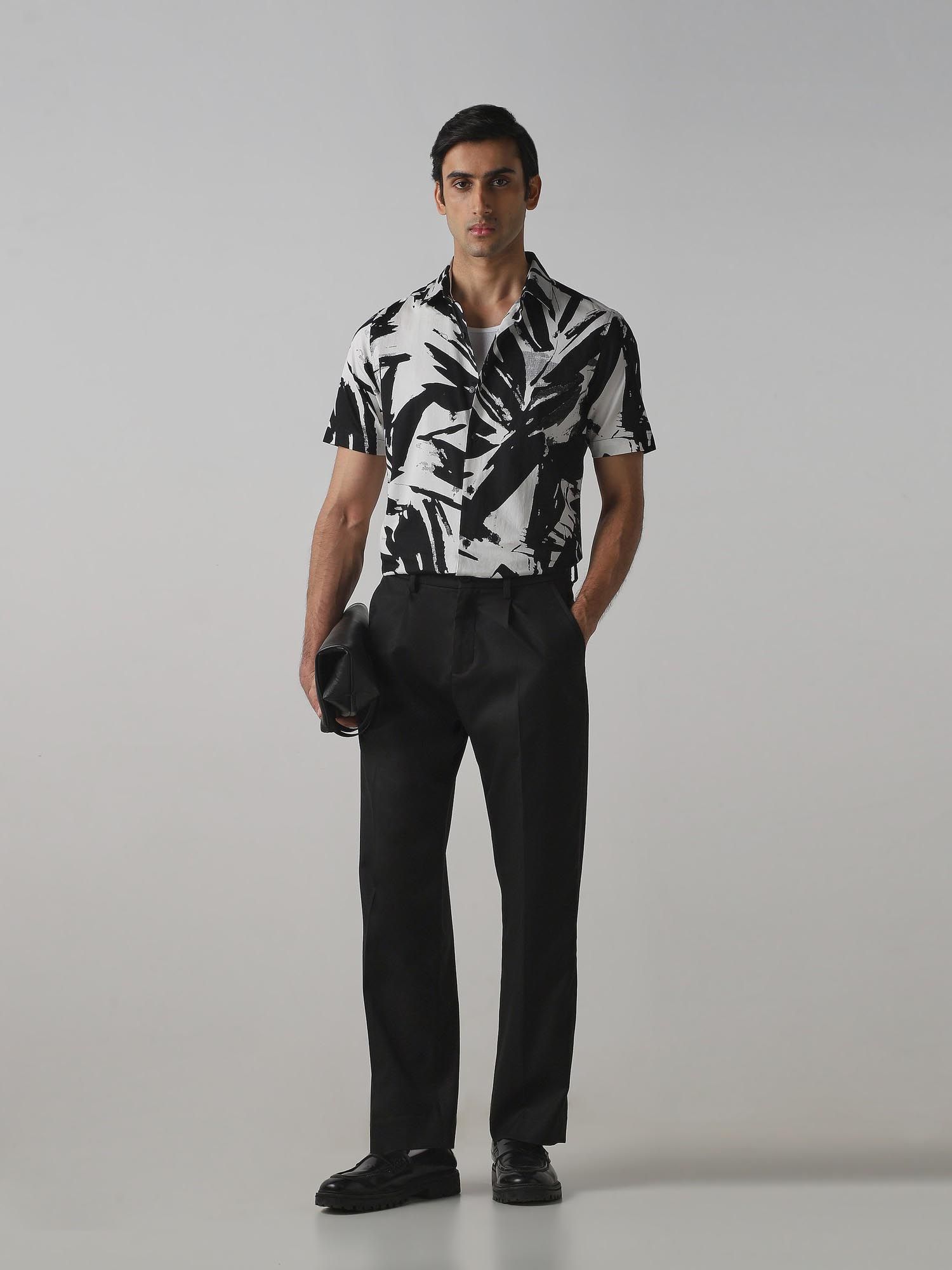 Black and White Abstract Men Shirt
